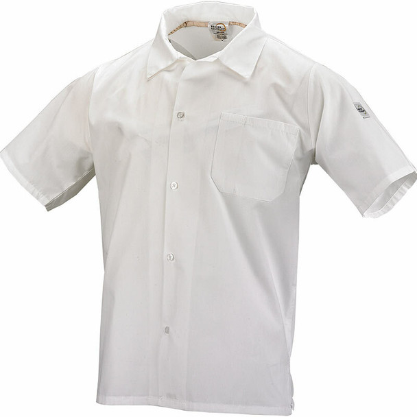 Mercer M60200WHM Unisex Cook Shirt, White, Short Sleeve, Medium
