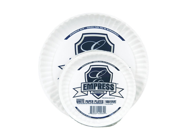 Empress E30200 00064 White 6" Uncoated Paper Plates (1000/Case)