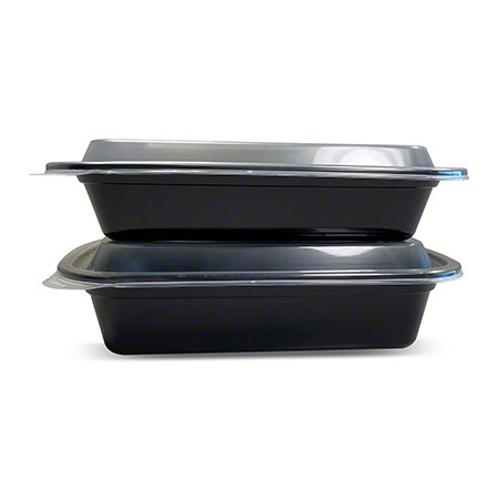 Empress EMBL28RT Plastic Container & Lid, 28oz, 8"x6", Black (150/Case)