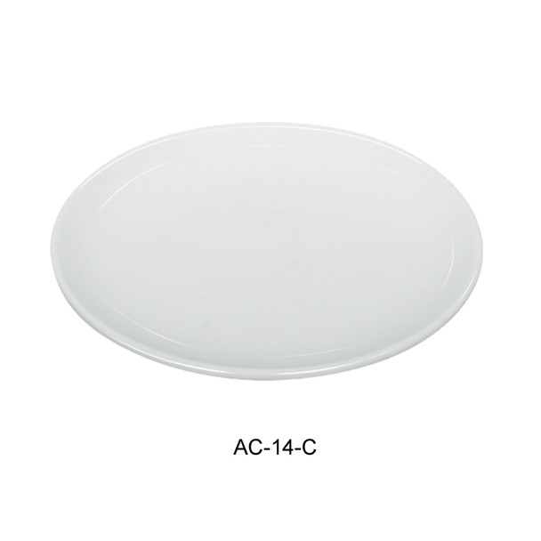 Yanco AC-14-C 14" Round Super White Porcelain Coupe Plate, 4/Case