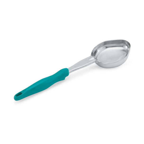 Vollrath 6412655 One Piece Heavy-Duty Spoodle, 6 oz., Solid Oval Bowl, Teal Handle