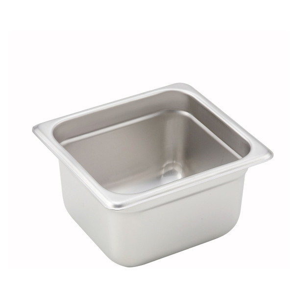 Winco SPJH-604 1/6 Size 4" Deep Stainless Steel Steam Pan - 22 Gauge Winco SPJH-604 1/6 Size 4" Deep Stainless Steel Steam Pan - 22 Gauge