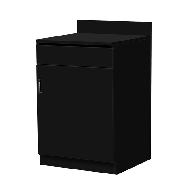 Oak Street M8210-BLK 24" Black Waitress Station with 1 Drawer & 1 Door
