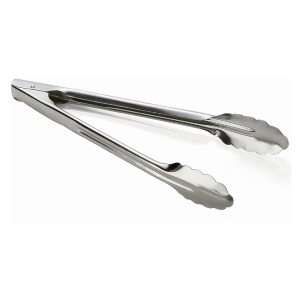 Tablecraft 712 12" Standard Weight Stainless Steel Utility Tongs