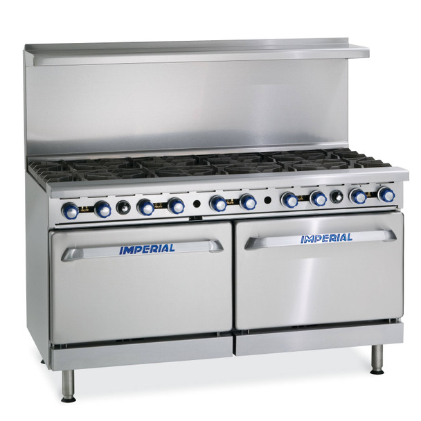 Imperial IR-10-NG 60" Gas Restaurant Ranges, 10 Open Burners, 2 Standard Ovens, Natural Gas
