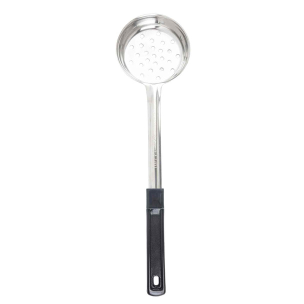 Tablecraft 7706 6-oz One-Piece Perforated Stainless Steel Spoonout with Black Handle