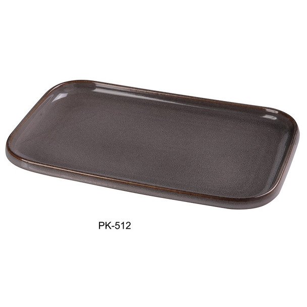 Yanco PK-512 12" x 7 1/2" Rectangular Sushi Plate Ceramic Peacock Dinner Plate, 12/Case