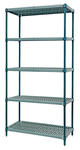 Quantum WR74-1830WPM Wire Plastic Mat Shelving Unit, 30"x18"x74", 4-Tier