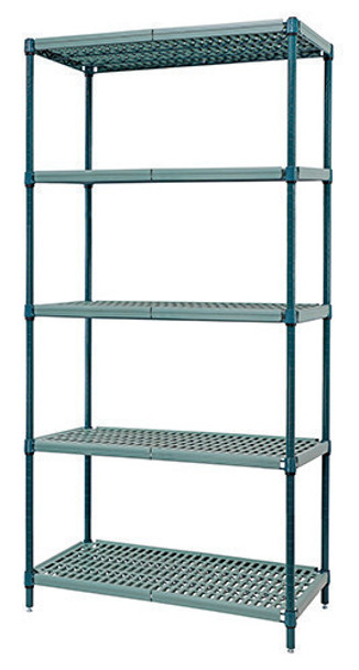 Quantum WR74-2448WPM Wire Plastic Mat Shelving Unit, 48"x24"x74", 4-Tier