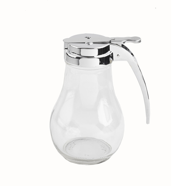 Tablecraft 414 Syrup Dispenser, 14 oz., Teardrop Glass, Chrome Metal Top