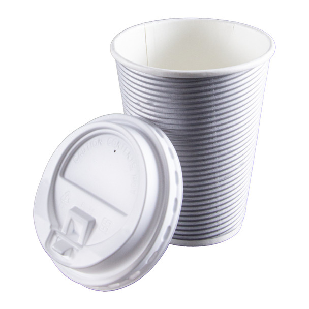 King Zak 00740 Paper Hot Cups & Lids, 12 oz, Silver (Pack of 30 Sets) King Zak 00740 Paper Hot Cups & Lids, 12 oz, Silver (Pack of 30 Sets)