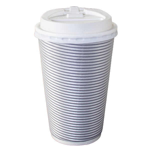 King Zak 00750 Paper Hot Cups & Lids, 16 oz, Silver (Pack of 30 Sets)