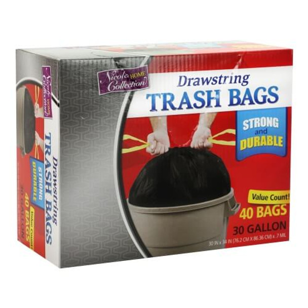 King Zak 01332 Garbage Liners, Black, 30 Gal, Drawstring (40pcs/box) King Zak 01332 Garbage Liners, Black, 30 Gal, Drawstring (40pcs/box)