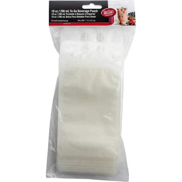 Tablecraft 10883 To-Go Beverage Pouch, 10 oz., Polyethylene (50/pcs)