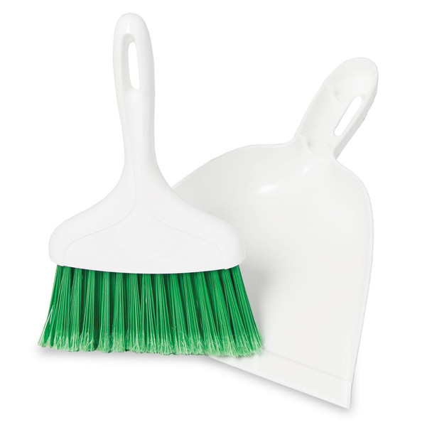Libman 1031 Dust Pan Set with 7" Whisk Broom, Green & White