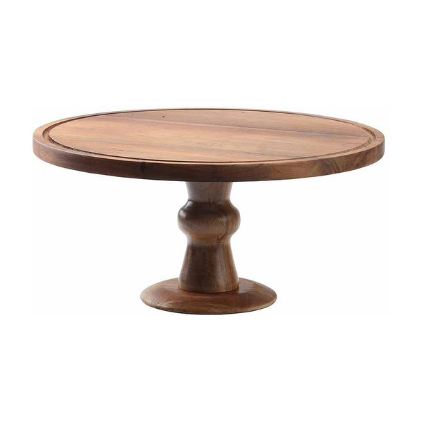 Tablecraft 11441 Acacia Wood Cake Stand, 12-1/2" x 6", Round