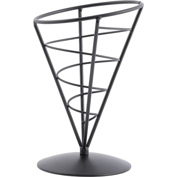 Tablecraft AC57 Vertigo Collection Appetizer Cone, 5" x 7", Black Metal