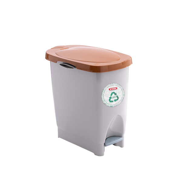 Araven 46400 Trash Bin, 5.8 Gallon, Grey with Red Lid