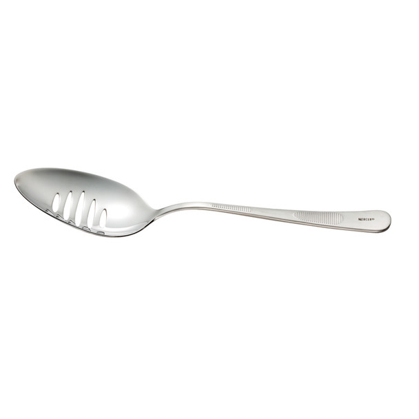 Mercer Culinary M35139 9" Stainless Steel Slotted Bowl Plating Spoon