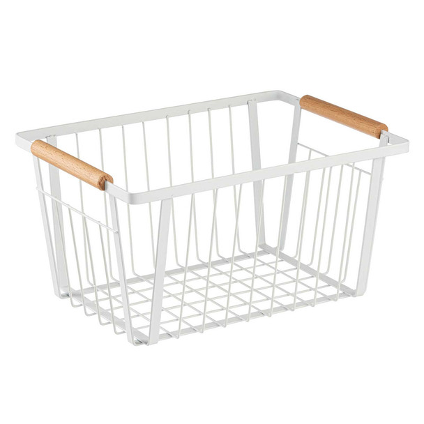 Tablecraft 11785 Storage Basket with Handles, White, 12"x8"x6"