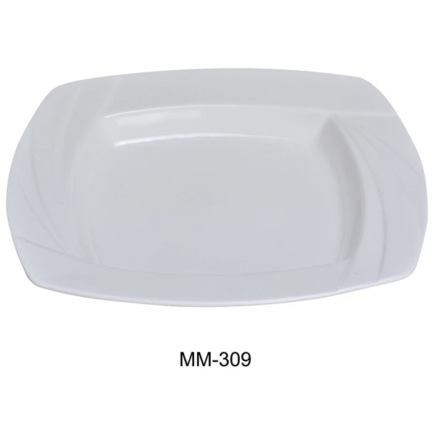 Yanco MM-309 Miami Soup Plate, 12 oz, 9" Square, Bone White (12/Case)