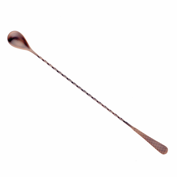 Barfly M37204ACP Diamond Lattice Japanese Bar Spoon, 13-3/16",  Antique Copper