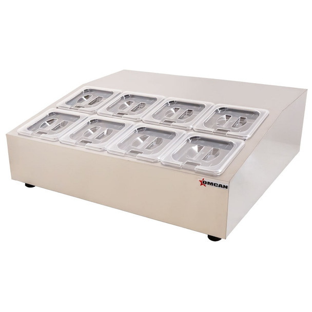 Omcan RS-CN-0008 28" Countertop Refrigerated Prep Rail with 8 x GN 1/6 Pans Capacity Omcan RS-CN-0008 28" Countertop Refrigerated Prep Rail with 8 x GN 1/6 Pans Capacity