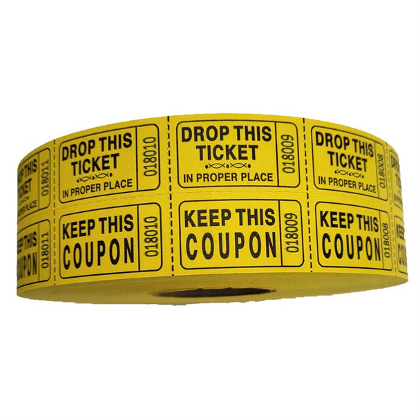 Royal Industries Raffle Tickets, 2 Part, Yellow