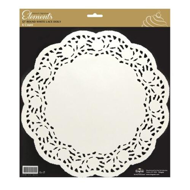 King Zak 15281 12" Round White Lace Doily (6pcs/Pack)