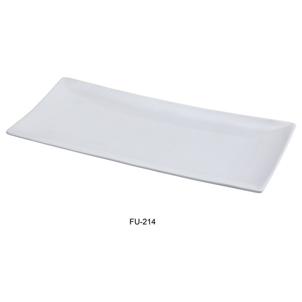 Yanco FU-214 Fuji Rect Sushi Plate, 13.5" x 6.5", Bone White (12/Case)