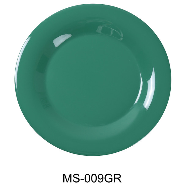 Yanco MS-009GR Milestone Wide Rim Plate, 9", Melamine, Green (24/Case)