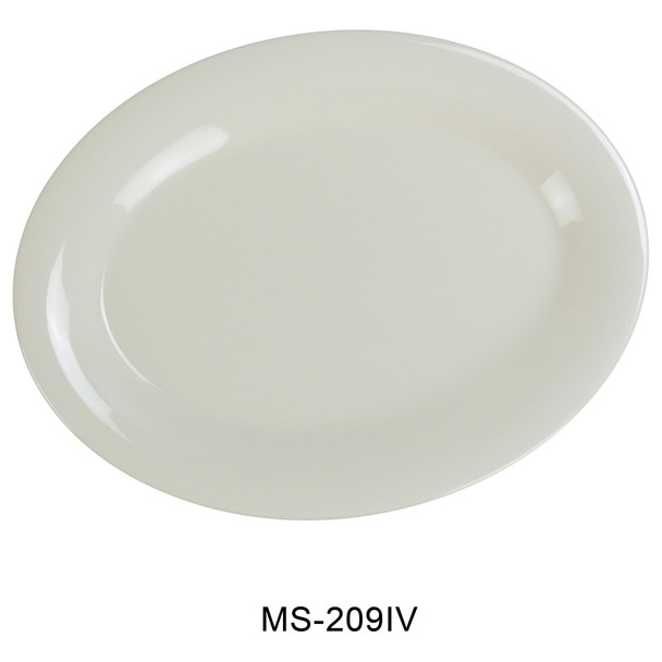 Yanco MS-209IV Milestone Oval Platter, 9.5", Melamine, Ivory (24/Case)