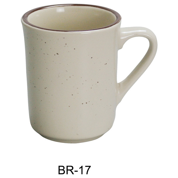 Yanco BR-17 Brown Speckled Ventura Mug, 7 oz., American White (36/Case)