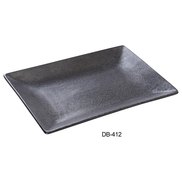 Yanco DB-412 Diamond Black Plate, 12"Lx8-1/2"W, Rectangular (12/Case)