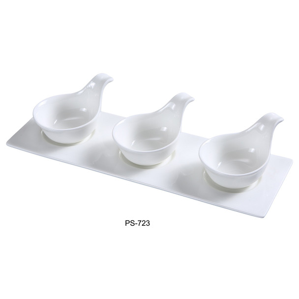 Yanco PS-723 Tasting Spoon Set, 3 Spoons & 1 Tray (12sets/Case)