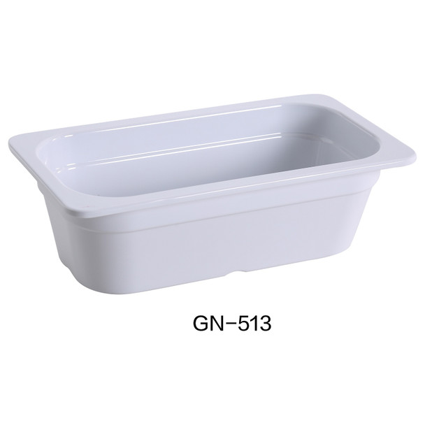 Yanco GN-513 GN Pan, 1/3, 12-4/5"x6-15/16"x3-15/16", White (6/Case)