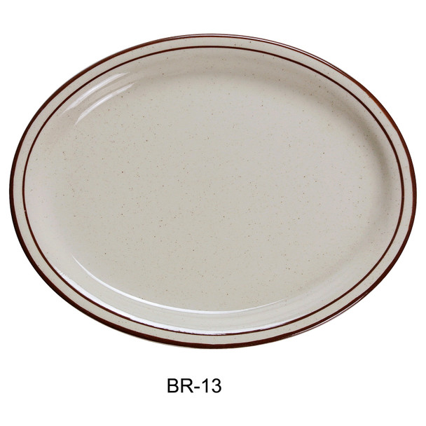 Yanco BR-13 Brown Speckled, Platter, 11-1/2", American White (12/Case) Yanco BR-13 Brown Speckled, Platter, 11-1/2", American White (12/Case)