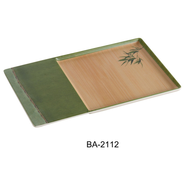 Yanco BA-2112 Bamboo Style Plate, 12-1/2" Rectangular (12/Case)