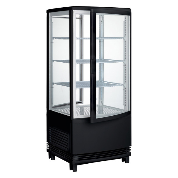 Winco CRD-1K Black Countertop Refrigerated Beverage Display, 4-Tiers, 17"L x 17"W