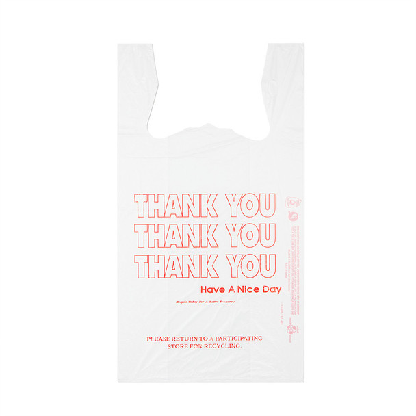 IBS 1367-2099 Plastic T-shirt Bag, White, Thank You Print (1000/Case)
