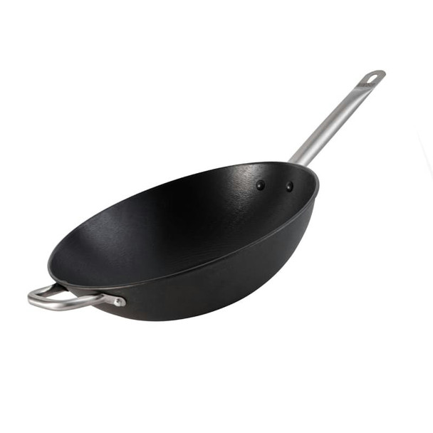 Imusa LCI-19008 Wok Light Cast Iron, 14" Stainless Steel Handle