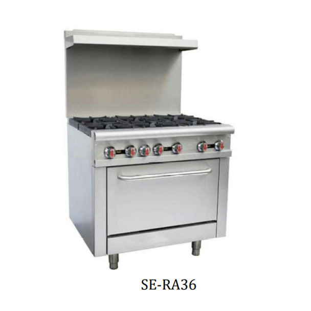 Sapphire SE-RA36-LP Gas Range with Oven - 6 Burners - LP Gas Sapphire SE-RA36-LP Gas Range with Oven - 6 Burners - LP Gas