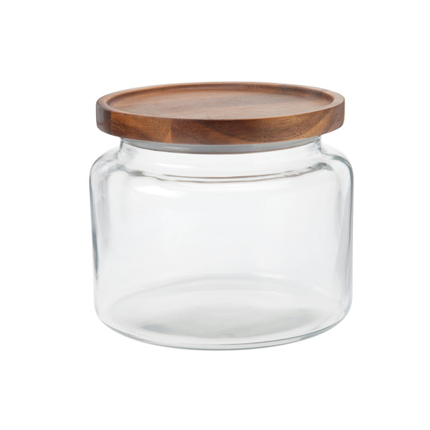 Anchor Hocking 97693AHG17 Montana Mini Jar, 64 oz. w/ Acacia Wood Cover