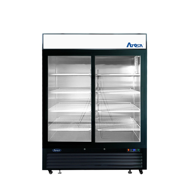 Atosa MCF8727GR 54" Black Cabinet Two (2) Sliding Glass Door Refrigerator Merchandiser, 115V