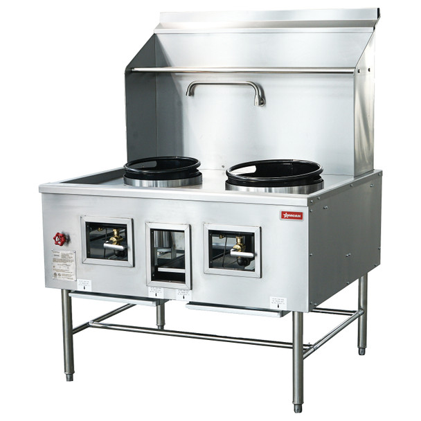 OMCAN CE-CN-W2L1-NG Wok Range Two Chambers 1X13 & 1X16 IN