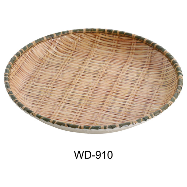 Yanco WD-910 Plate, 10", Deep, Round, Bamboo Look (Each)