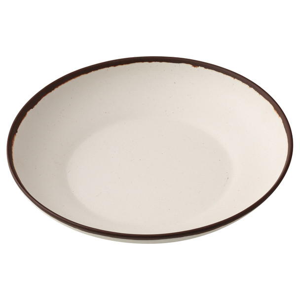 Yanco NA-708 Malemine Soup Plate, 8"dia., 20 o.z, White/Brown (36/case)