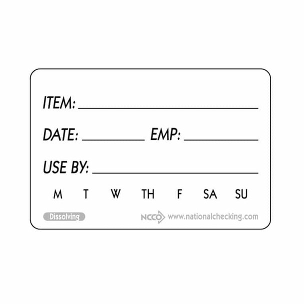 National Checking DSL23BP Food rotation 2" x 3" Dissolving Labels (Pack) National Checking DSL23BP Food rotation 2" x 3" Dissolving Labels (Pack)