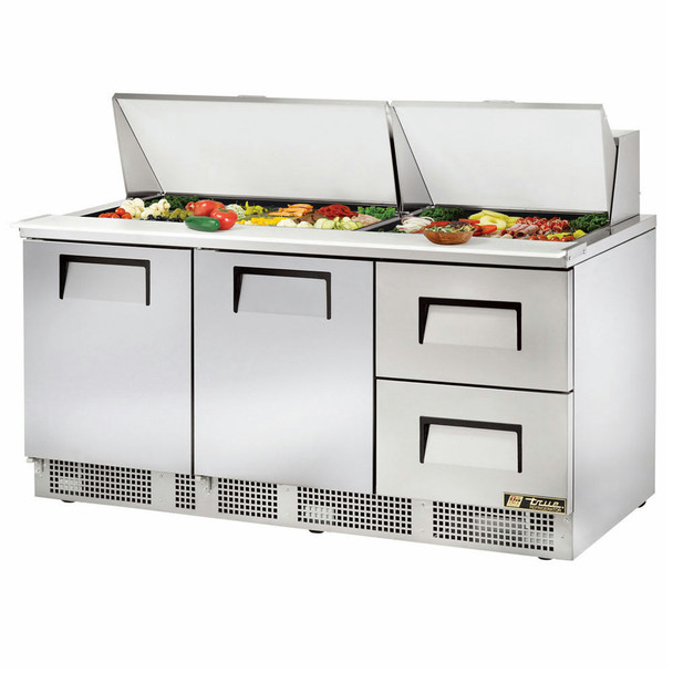 True Mfg TFP-72-30M-D-2 Sandwich/Salad Unit, three-section, rear mounted
