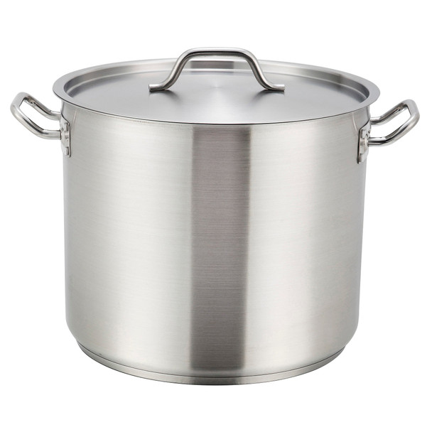 Winco SST-12 Stainless Steel Stock Pot with Cover - 12 Quart